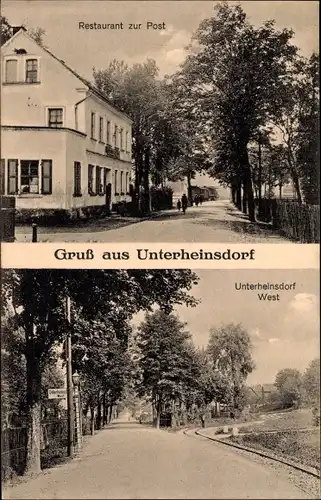 Ak Unterheinsdorf Heinsdorfergrund Sachsen, Restaurant zur Post, Straßenpartie