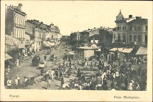 Ak Ploesti Ploiești Rumänien, Marktplatz
