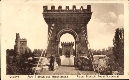 Ak Craiova Krajowa Rumänien, Park Bibescu, Hängebrücke