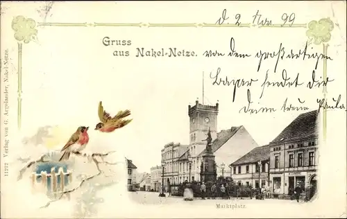 Passepartout Ak Nakło nad Notecią Nakel Netze Westpreußen, Marktplatz