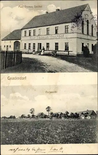 Ak Gnadendorf Schlesien, Gasthof, Totalansicht