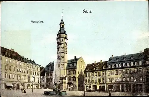 Ak Gera in Thüringen, Marktplatz, Rathaus