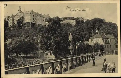 Ak Untermhaus Gera in Thüringen, Schloss Osterstein, Brücke