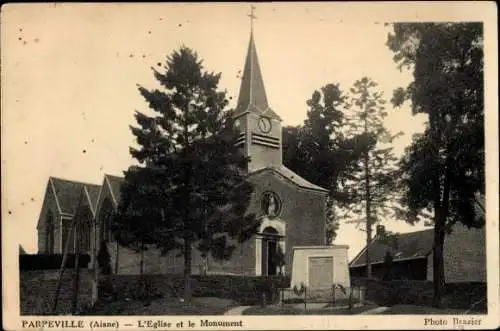 Ak Parpeville Aisne, Kirche, Denkmal