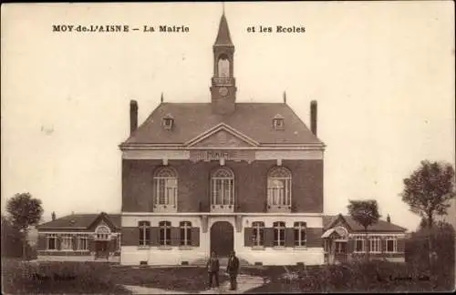 Ak Moÿ de l’Aisne, Rathaus, Schulen