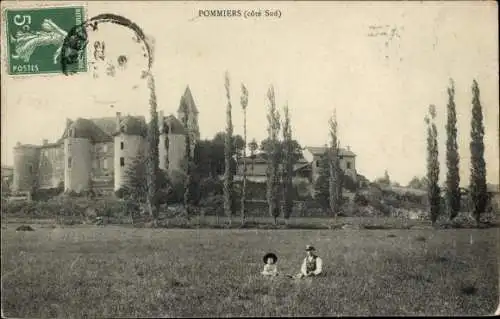Ak Pommiers Aisne, Schloss, Kinder