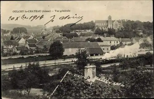 Ak Oulchy le Chateau Aisne, Gesamtansicht