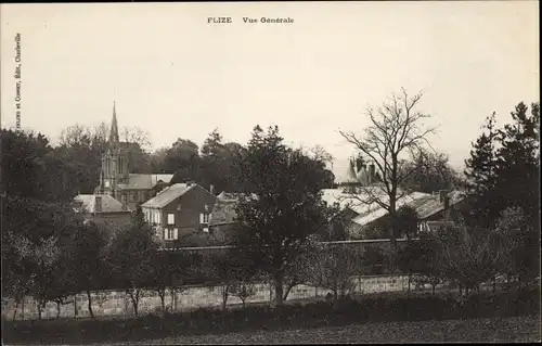 Ak Flize Ardennes, Vue Generale, Kirche