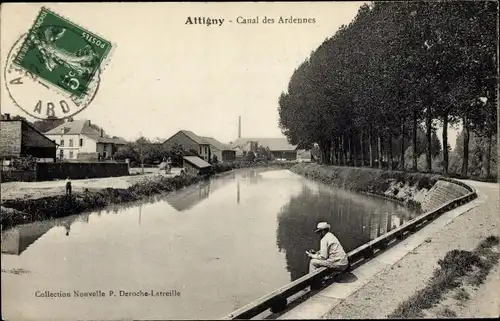 Ak Attigny Ardennes, Canal des Ardennes