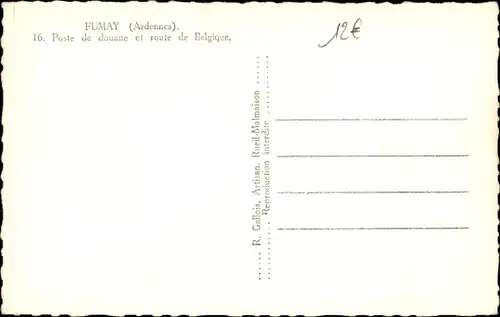 Ak Fumay Ardennes, Poste de douane et route de Belgique