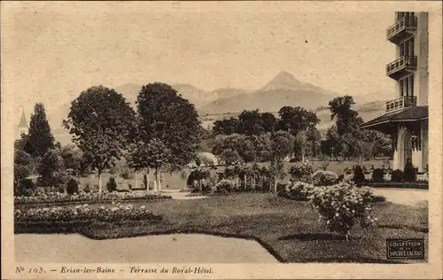 Ak Évian les Bains Haute Savoie, Terrasse des Royal-Hotels