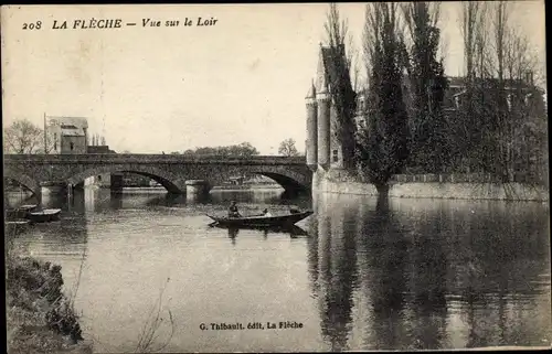 Ak La Flèche Sarthe, Blick auf den Loir