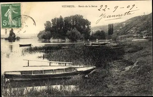 Ak Vétheuil Val-d´Oise, Bords de la Seine