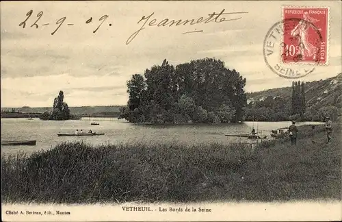 Ak Vétheuil Val-d´Oise, Bords de la Seine