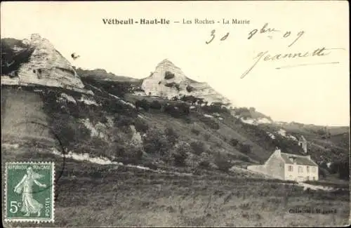 Ak Vétheuil Val-d´Oise, Les Roches, La Mairie