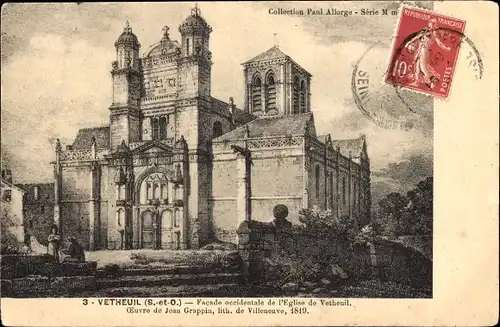 Künstler Ak Vétheuil Val-d´Oise, Facade occidentale de l'Eglise