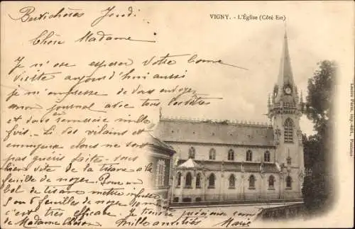 Ak Vigny Val d’Oise, l'Eglise, cote Est