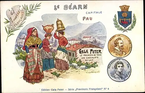 Ak Pau Pyrénées-Atlantiques, Le Bearn, Französische Provinzen, Gala Peter, Henri IV, Bernadotte