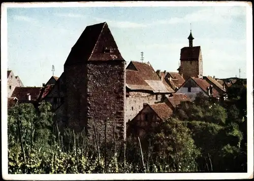 Ak Riquewihr Reichenweier Elsaß Elsass Haut Rhin, Wohnhäuser, Turm
