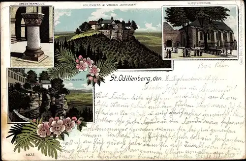 Litho Mont Sainte Odile Odilienberg Elsaß Bas Rhin, Chapelle, Église du Couvent, Rochers