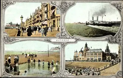 Passepartout Ak Ostende Westflandern, Strand, Kursaal, Deich