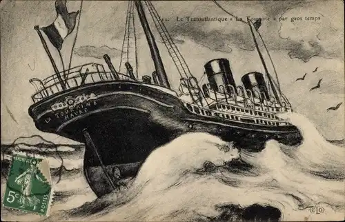 Ak Dampfer La Touraine, CGT, French Line