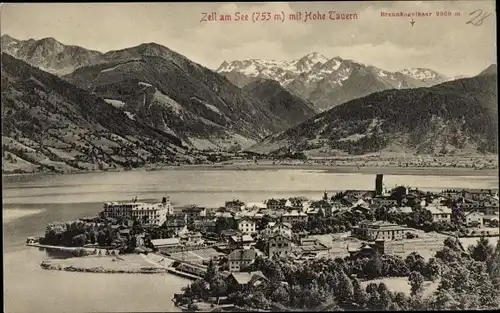 Ak Zell am See in Salzburg, Gesamtansicht, Hohe Tauern