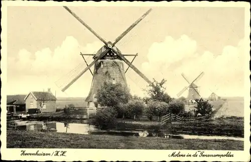 Ak Zevenhuizen Südholland, Tweemanspolder, Molens