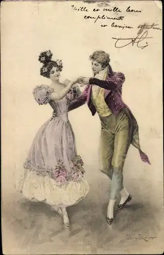 Künstler Ak Peraux, Tanzendes Paar