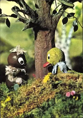 Ak Pittiplatsch und Schnatterinchen, Unser Sandmännchen, DDR Kinderfernsehen, 6916