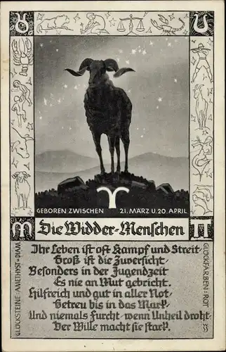 Ak Sternzeichen Widder, Aries, 21. März bis 20. April