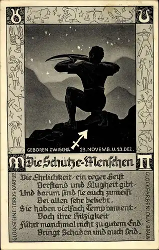Ak Sternzeichen Schütze, Sagittarius, 23. November bis 21. Dezember