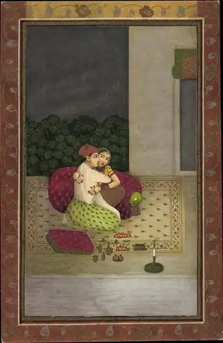 Ak Indien, Liebespaar auf der Haremsterrasse, Jahr 1700