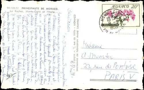 Ak Monaco, Panorama, Monte Carlo, Italien