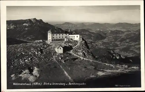 Ak Berchtesgaden in Oberbayern, Watzmannhaus mit Blick auf Untersberg