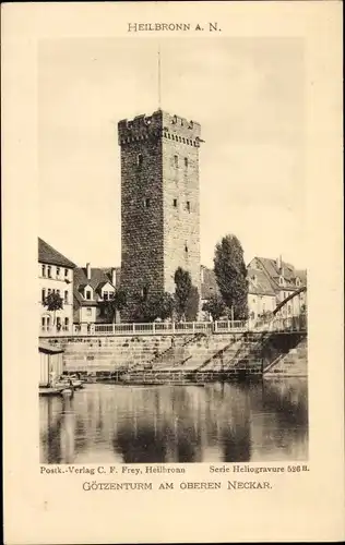 Ak Heilbronn am Neckar, Götzenturm am oberen Neckar