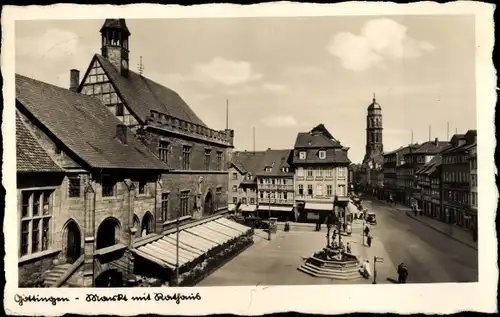 Ak Göttingen in Niedersachsen, Markt mit Rathaus