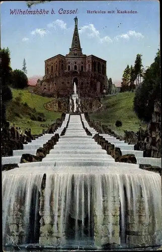 Ak Kassel in Hessen, Wilhelmshöhe, Herkules mit Kaskaden