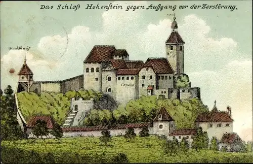 Ak Hohenstein Kirchensittenbach in Mittelfranken Bayern, Felsburg Hohenstein