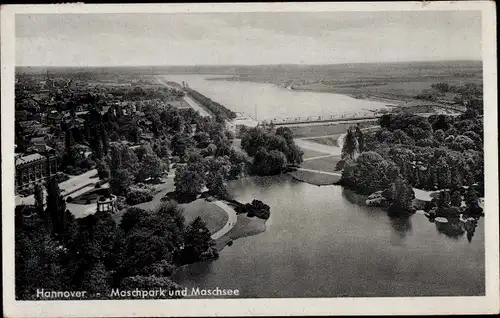 Ak Hannover in Niedersachsen, Maschpark, Maschsee, Luftbild