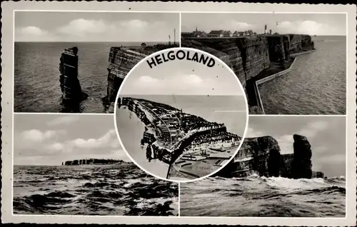 Ak Nordseeinsel Helgoland, Luftbild, Felsen