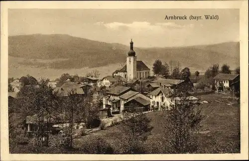Ak Arnbruck im Bayerischen Wald Oberpfalz, Kirche, Panorama