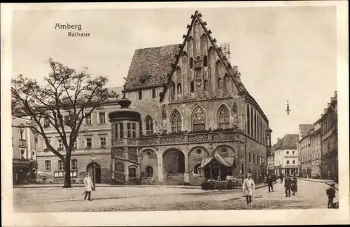 Ak Amberg in der Oberpfalz Bayern, Partie am Rathaus