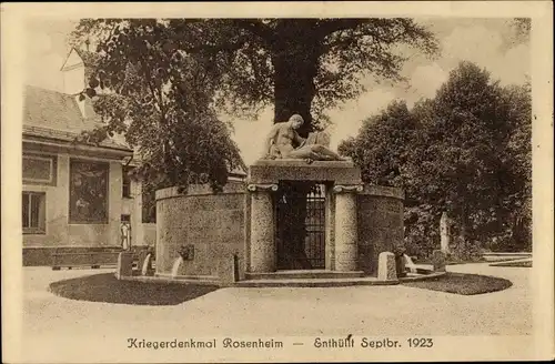 Ak Rosenheim Oberbayern, Kriegerdenkmal, enthüllt September 1923