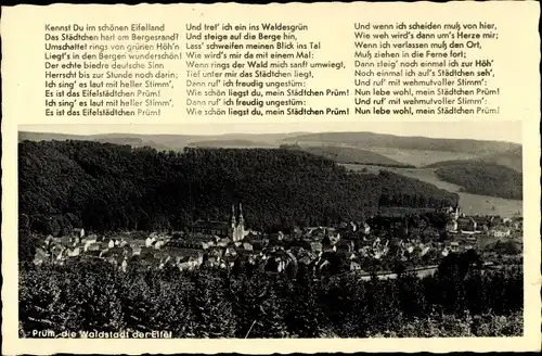 Ak Prüm in der Eifel, Gesamtansicht, Gedicht