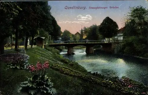 Ak Quedlinburg im Harz, Stumpfburger Brücke