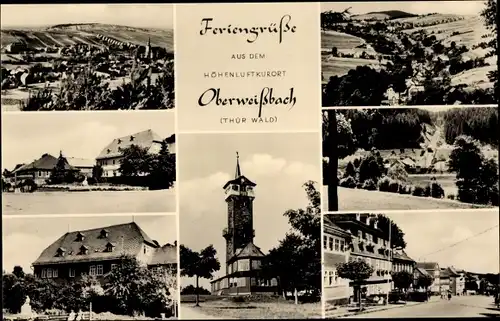 Ak Oberweißbach im Weißbachtal Thüringen, Straßenpartie, Kirche, Gesamtansicht