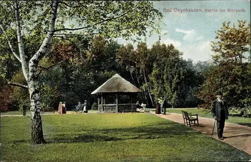 Ak Bad Oeynhausen in Westfalen, Kurpark, Passanten, Pavillon