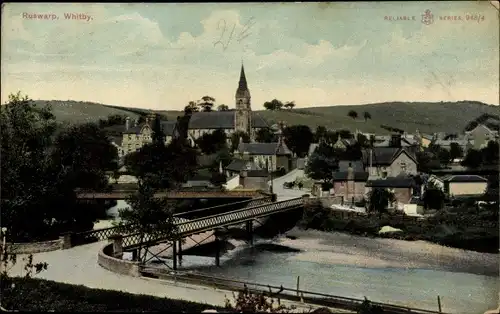 Ak Whitby North Yorkshire England, Riuswarp, Brücke, Kirche