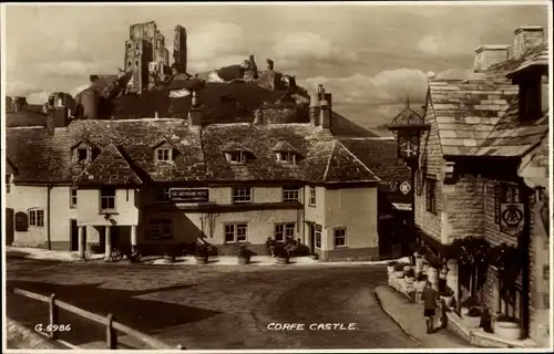 Ak Corfe Castle Dorset England, Straßenansicht, Ruinen